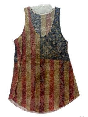 American Flag Tank Top Sleeveless Patriotic Print L